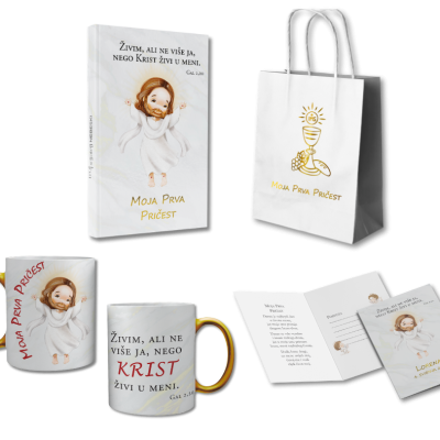 Poklon set za Prvu Pričest "Živim, ali ne više ja..."